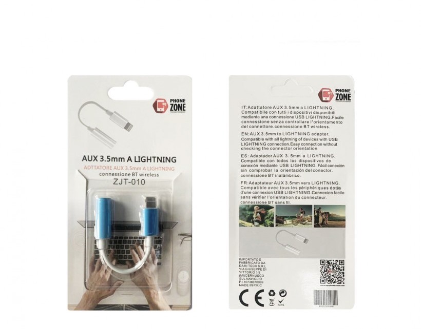 PHONE ZONE - CAVO ADATTATORE DA LIGHTNING AD AUX JACK 3.5 F IPHONE COMPATIBILE
