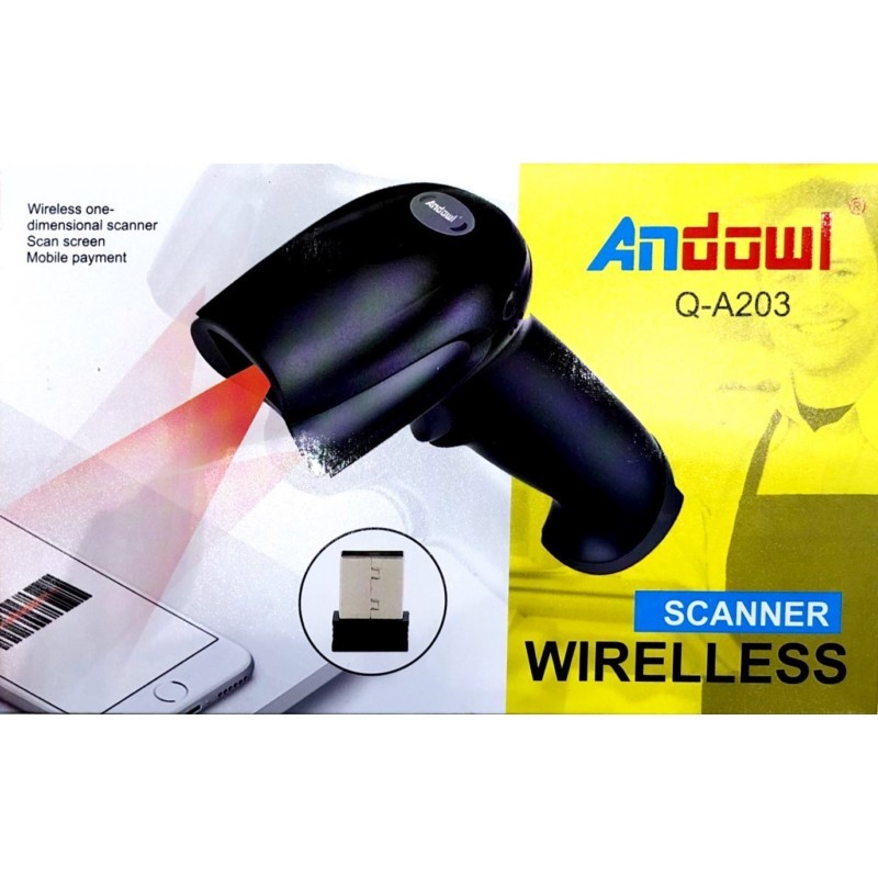 ANDOWI LETTORE SCANNER CODICI A BARRE WIRELESS SENZA FILO Q-A203