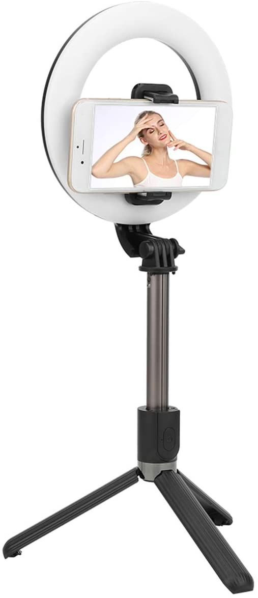 ASTA SELFIE BLUETOOTH CON ANELLO LUCE RICARICABILE DIMMERABILE TREPPIEDI