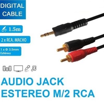 CAVO AUDIO ADATTATORE JACK AUX TO RCA 1,5MT  