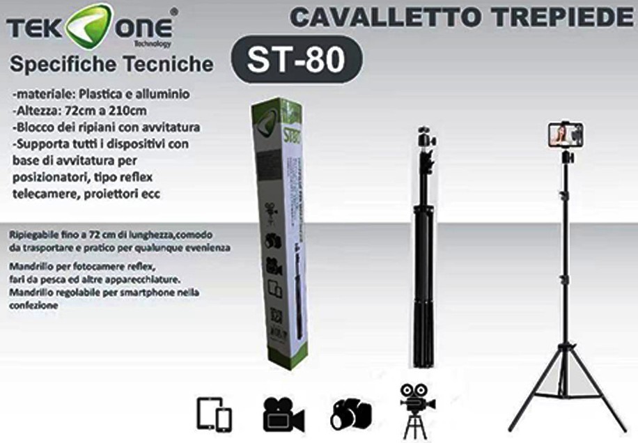 TREPPIEDE CAVALLETTO TRIPODE REGOLABILE SUPPORTO SMARTPHONE REFLEX TERMOSCANNER ETC