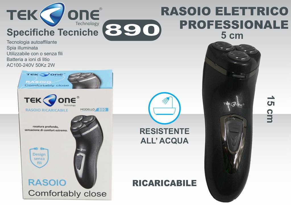 Rasoio Elettrico Confortably Close  Ricaricabile Senza Filo con testine di ricambio