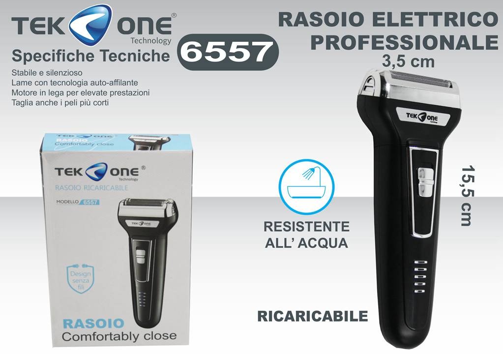 Rasoio Elettrico Professionale Ricaricabile 2 Testine Lame Acciaio Barba Impermeabile