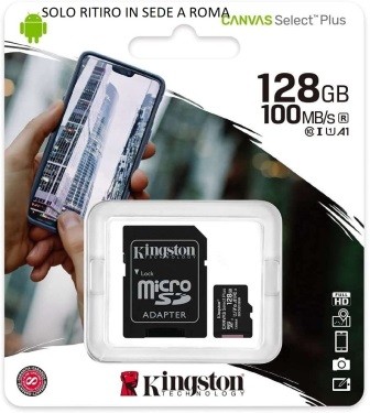 MICRO SD SDCS 128 GB 100MB/S KINGSTON SCHEDA MEMORIA CARD CLASSE 10