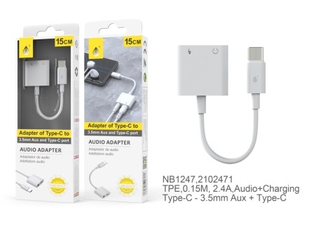 CONVERTITORE ADATTATORE AUDIO TYPE C A JACK 3,5mm +  ALIMENTAZIONE