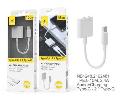 Adattatore Convertitore per Cuffie Type C Jack + Alimentazione Splitter USB C 