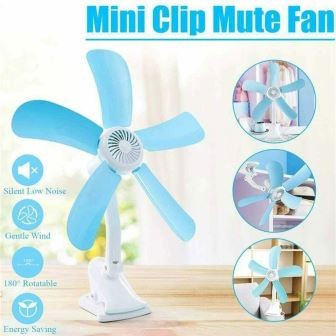 VENTILATORE A PINZA 5 PALE RIMOVIBILI DOPPIO SNODO DA SCRIVANIA,TAVOLO,CASA,UFFICIO SPINA  IT