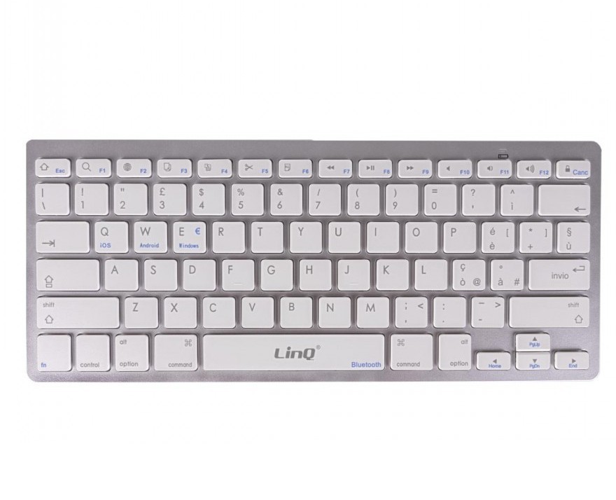 TASTIERA ITALIANA BLUETOOTH PER SMARTPHONE PC MAC E TABLET IPAD SILVER 