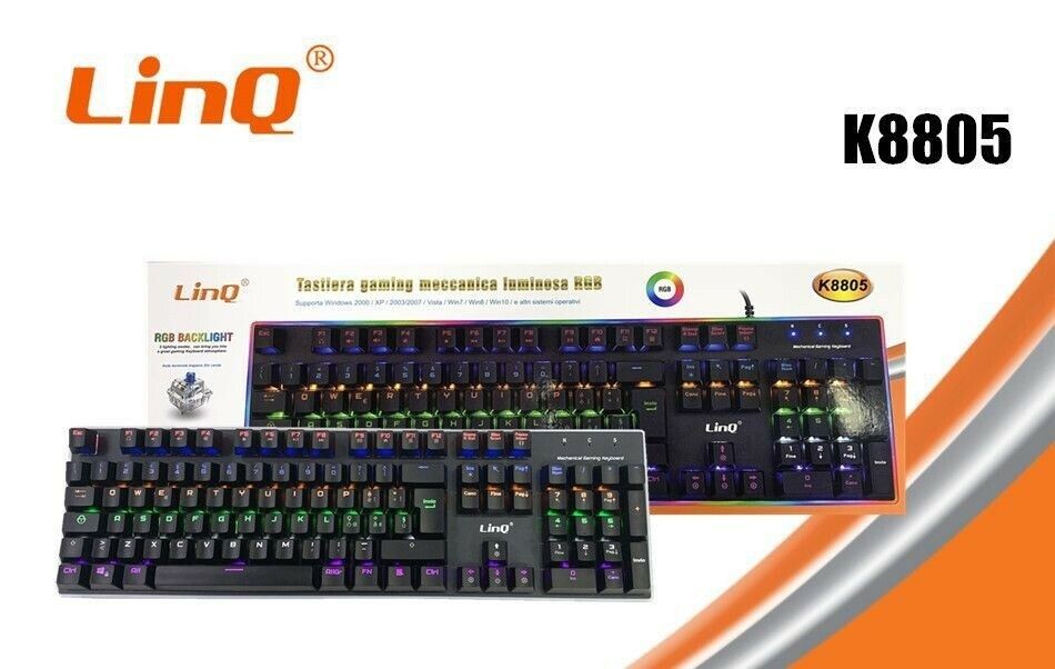 Tastiera Meccanica Gaming Da Gioco Retroilluminata RGB Luce Usb Pc Computer