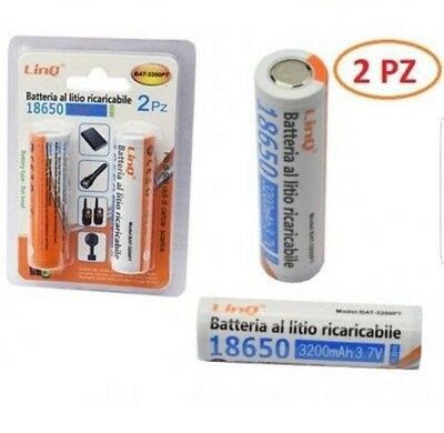 SET DI 2 BATTERIE AL LITIO RICARICABILE18650 3200mAh 3,7V FLAT HEAD