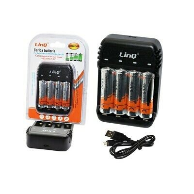 KIT CARICABATTERIA USB + 4 BATTERIE AA 2300mAh
