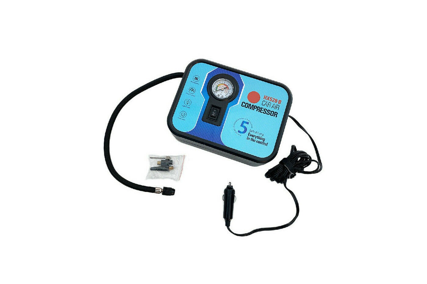 Mini compressore aria portatile gonfia ruote per auto moto sport mare con manometro gonfia ruote 12v