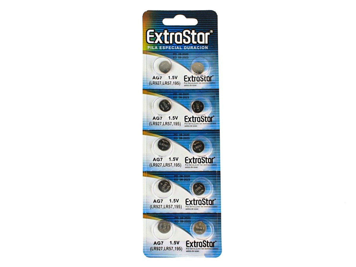 EXTRASTAR SET 5 BATTERIE AG7 LR927 LR57 195 LITIO 1.5V LITHIUM BATTERIES 1.5V 5PCS