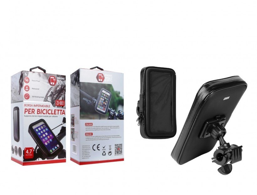 SUPPORTO IMPERMEABILE PER SMARTPHONE 4.7" PER BICI MONOPATTINI 