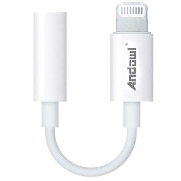 CAVO ADATTATORE ANDOWL DA LIGHTNING AD AUX JACK 3.5 F COMPATIBILE IPHONE IPAD