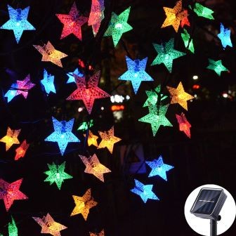 LUCI SOLARI DA ESTERNO NATALIZIE A FORMA STELLA 60 LED 11 MT MULTICOLOR