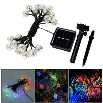 20 LED SFERA MAROCCHINA 5Mt AD ENERGIA SOLARE CON PANNELLO