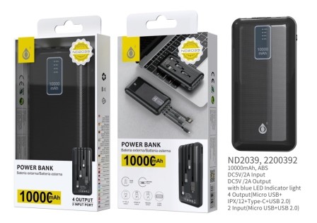 BATTERIA ESTERNA POWER BANK UNIVERSALE 10000mAh TYPE-C LIGHTNING MICRO USB