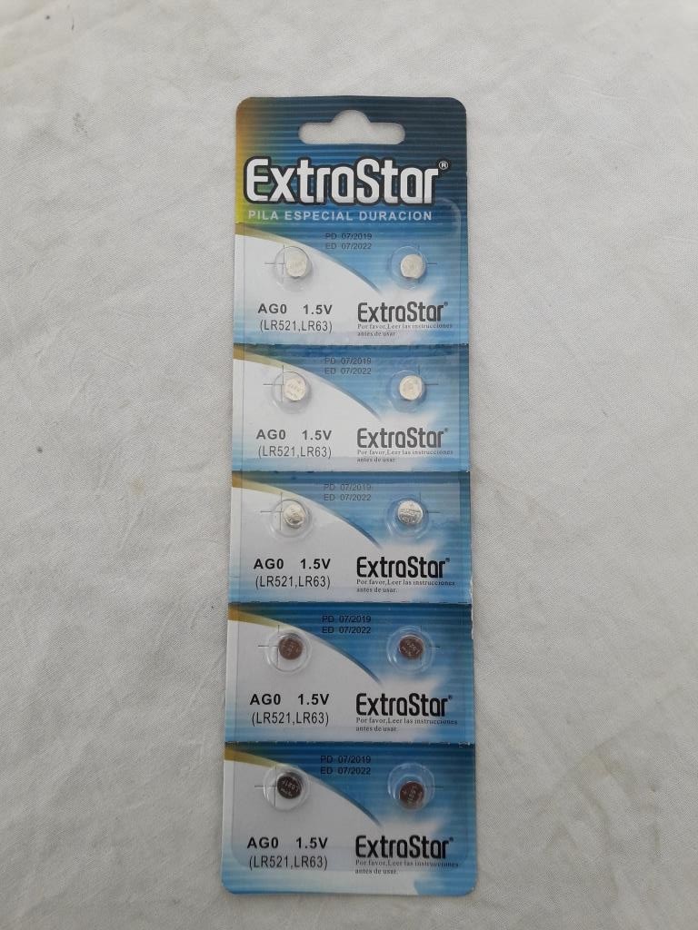 EXTRASTAR BATTERIA A BOTTONE AG0 LR521, LR63 ALKALINE BATTERY 1,5V