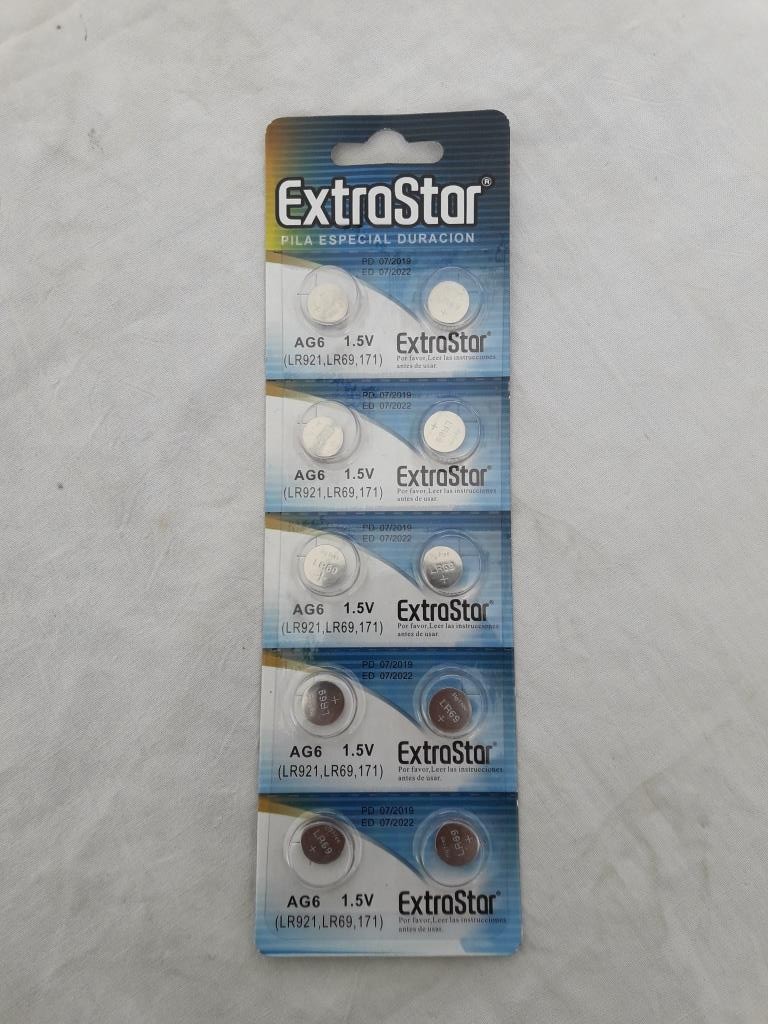 EXTRASTAR BATTERIA A BOTTONE AG6 LR921, LR69, 171 ALKALINE BATTERY 1,5V