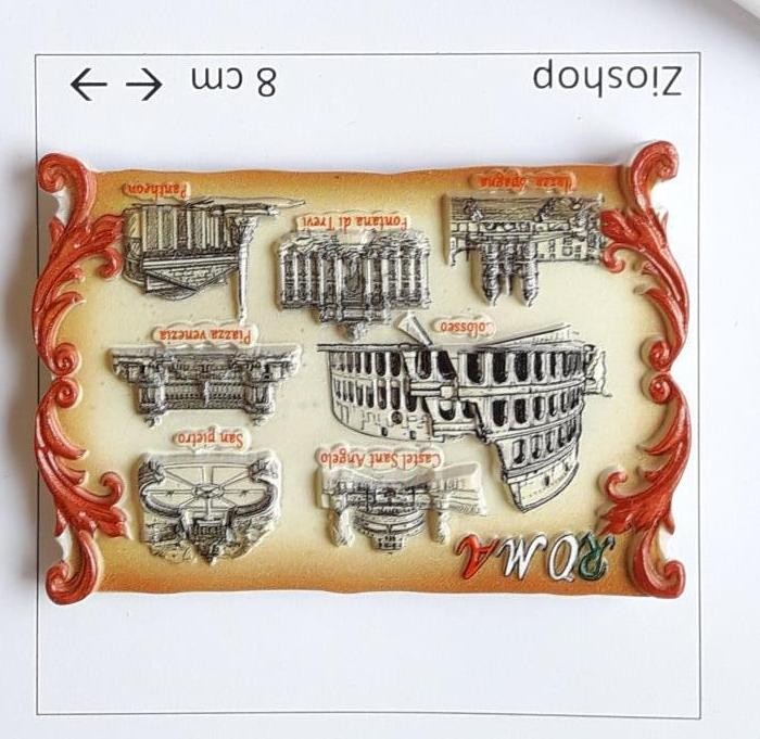 Calamita Magnete Souvenir ROMA Pergamena Monumenti Misti FRIDGE MAGNET FROM ITALY