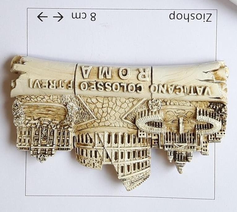 Calamita Magnete Frigo Souvenir Roma Tris Monumenti Effetto Marmo FRIDGE MAGNET FROM ITALY