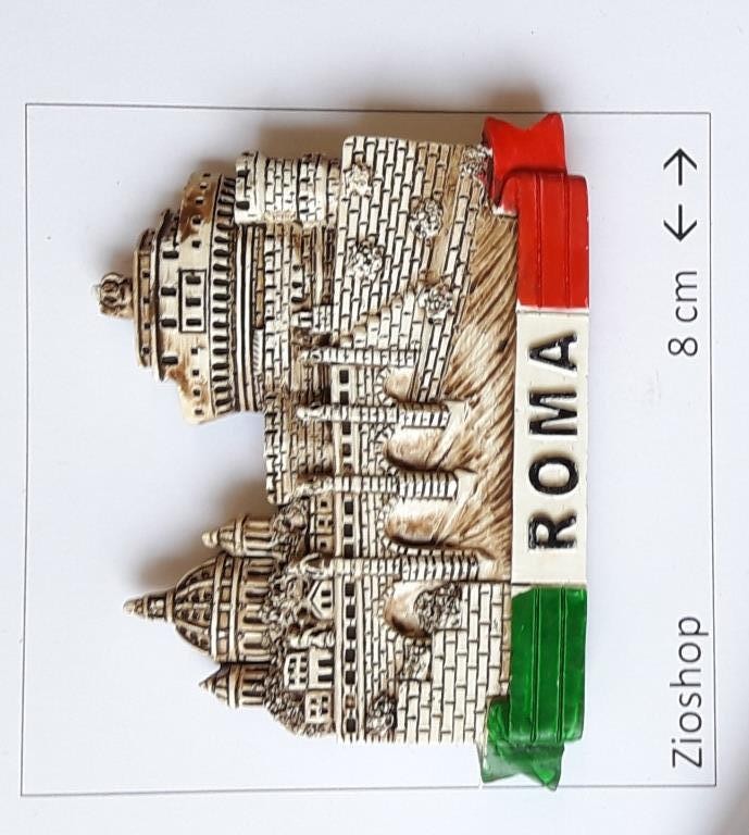 Calamita Frigo Magnete Veduta del Tevere con Castel Sant'Angelo e la Basilica di San Pietro Fridge Magnet  From Italy