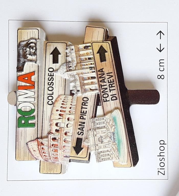 Calamita Frigo Magnete Souvenir Roma Indicazioni Stradali Fridge Magnets From Italy Rome