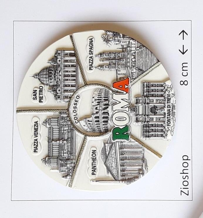 Calamita Magnete Frigo Souvenir Roma Monumenti Misti Tondo  Fridge Magnet Italy Rome