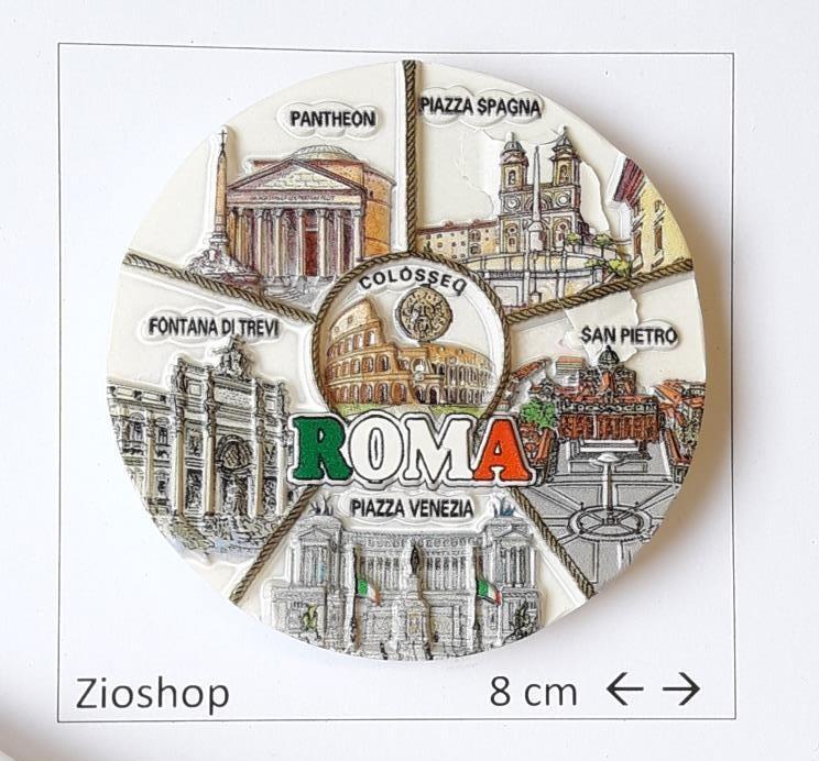 Calamita Frigo Magnete Souvenir Roma Tondo Monumenti Misti Fridge Magnet Italy Rome