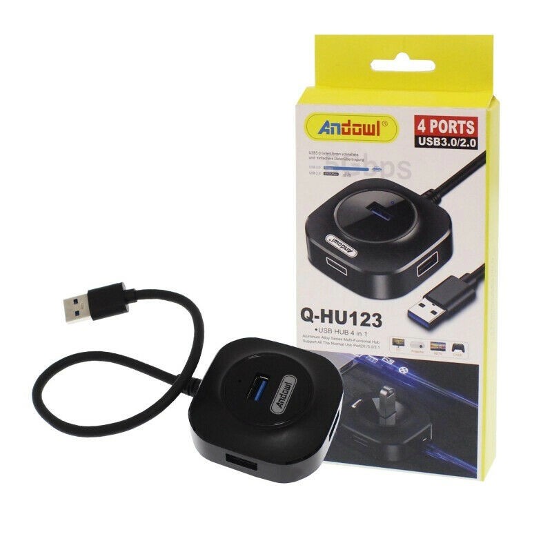 ANDOWL HUB MAGNETIK Moltiplicatore Hub Splitter 4 Porte Usb 3.0 per PC Computer Superspeed Q-HU123