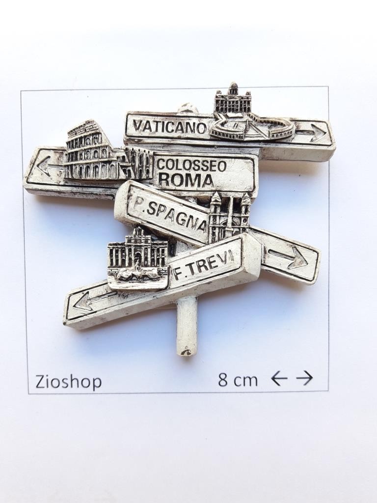 Calamita da Frigo Magnete Souvenir Roma Cartello Indicazioni 4 Monumenti Fridge Magnet Rome Italy