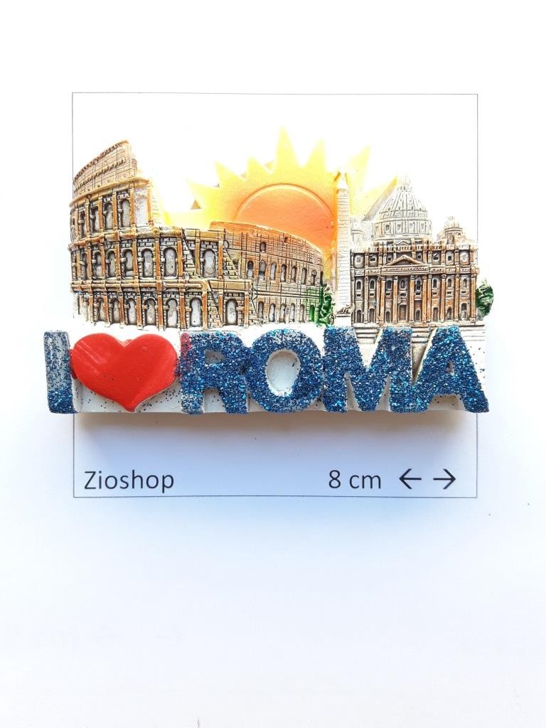 Calamita Magnete Frigo Fridge Magnets "I LOVE ROMA" Alba Romana con Brillantini