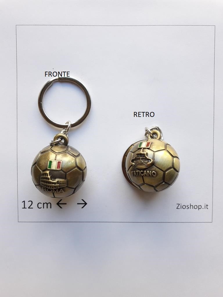 Portachiavi Souvenir Roma Colosseo Vaticano Pallone in Metallo Porta Chiave keychain Rome Italy