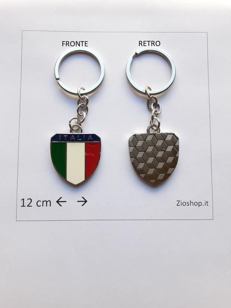 Portachiavi Souvenir Italia Scudetto Tricolore in Metallo Porta Chiave keychain  Italy