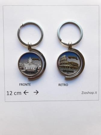 Portachiavi Souvenir ROMA SAN PIETRO COLOSSEO TONDO Porta Chiave in Metallo keychain Rome Italy 