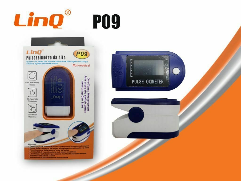 PULSOSSIMETRO MISURATORE DI OSSIGENO PORTATILE DA DITO OSSIMETRO SATURIMETRO Linq P09