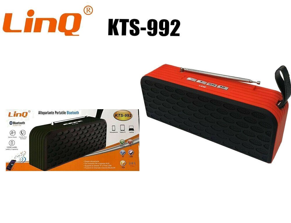 LINQ ALTOPARLANTE PORTATILE BLUETOOTH DA 5W*2 RADIO TF BT USB AUX KTS-992