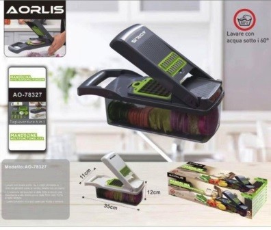 AORLIS MANDOLINA AFFETTATRICE PROFESSIONALE 6 IN 1 AO-78327 AFFETTA VERDURE TRITATUTTO AFFETTATRICE MONDOLINA MULTIFUNZIONE 