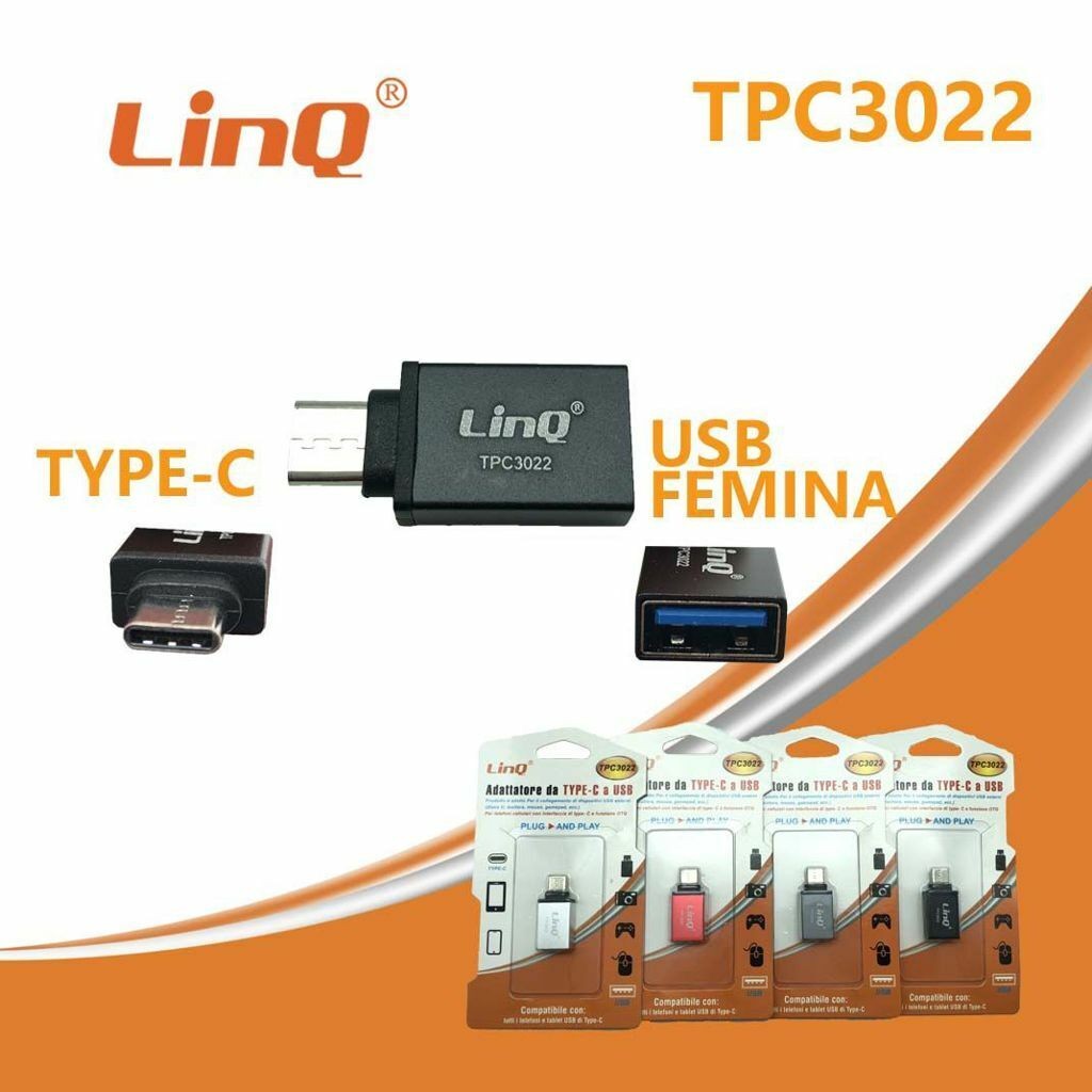 Adattatore Convertitore OTG da USB Tipo C TYPE C Maschio a USB 3.0 Femmina per Tablet Smartphone