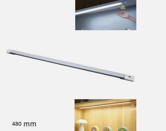 BARRA DI LUCE A LED CUCINA ARMADIO SOTTOPENSILE LUCE (FREDDA /CALDA /NATURALE) DA 48CM CON SENSORE MOVIMENTO RICARICABILE MAGNETICO