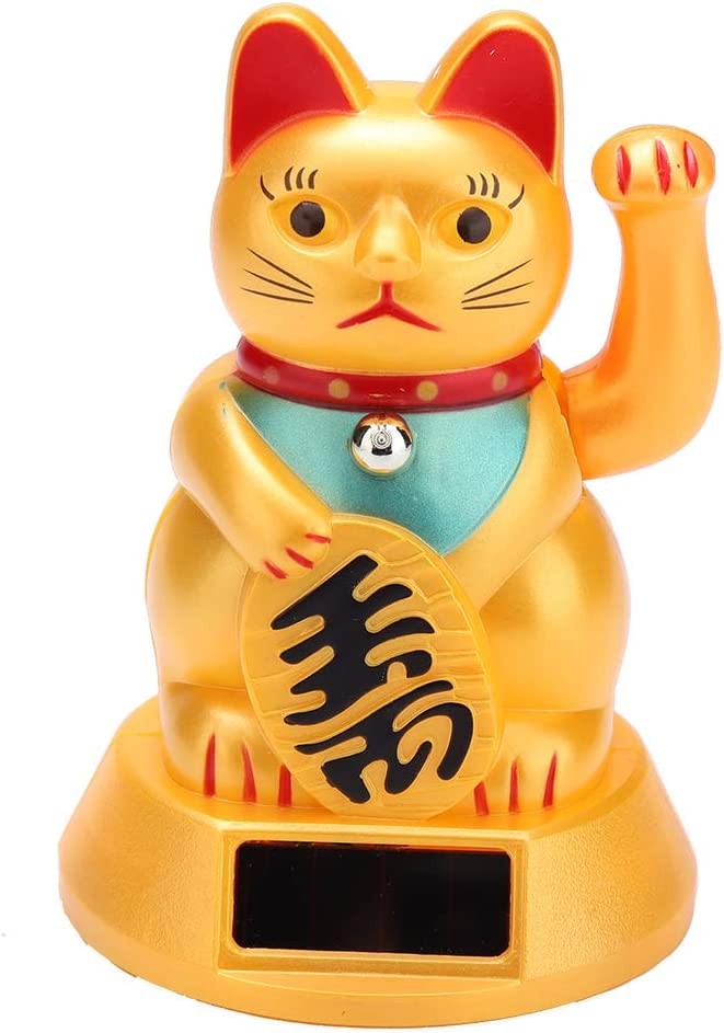 Gatto Portafortuna Maneki Neko Alimentato ad energia Solare Braccio Dondolante