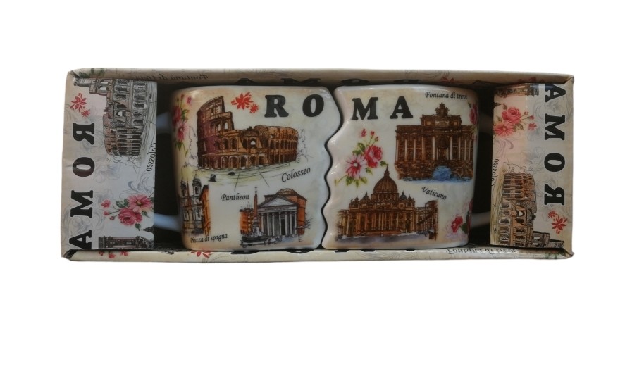 IDEA REGALO Tazza Tazze Coppia in Love Souvenir Ricordo Romantico Roma 'LOVE IN THE AIR' 4650