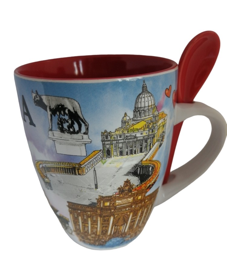Tazza Mug con il cucchiaino Souvenir Ricordi Roma 4657
