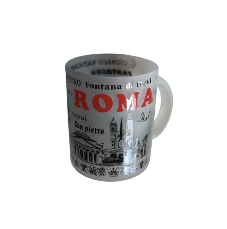 Tazza Tazze Mug in Vetro Temperato Satinato Souvenir Ricordi Roma da Collezione 4663