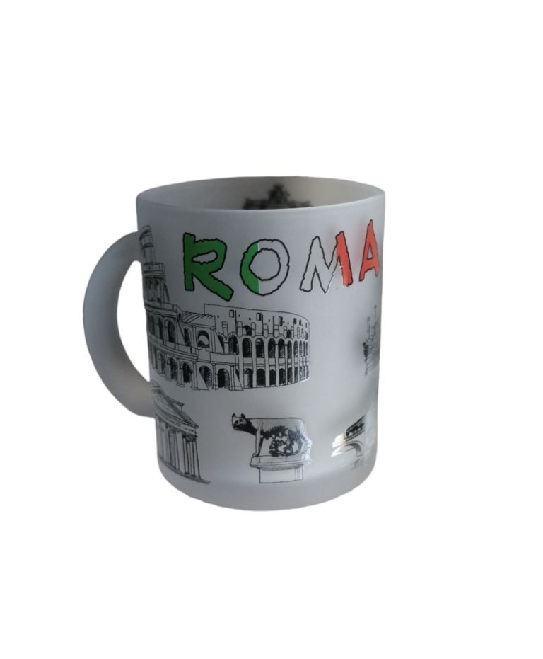 Tazza Tazze Mug in Vetro Temperato Satinato Souvenir Ricordi Roma da Collezione 4664