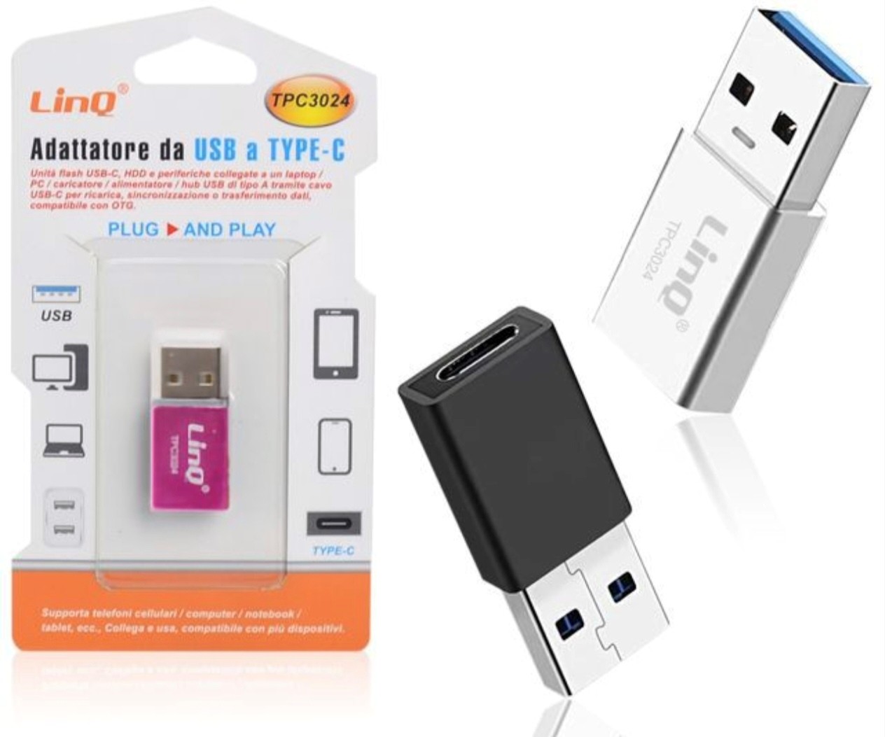 ADATTATORE DA USB M A TYPE-C F TPC3024  