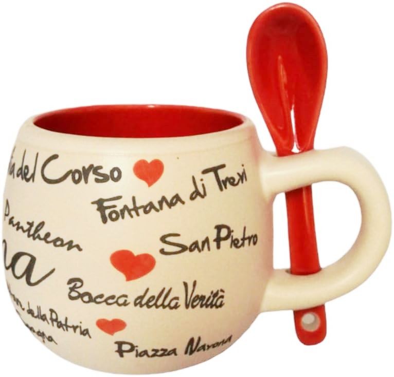 Tazza Tazzina da Caffe' con il cucchiaino Souvenir Ricordi Roma 4822