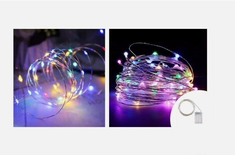 Luci Stringa LED a Batteria 8 Metri 80 LED Mini Lucine Filo di Rame Natale Luci Colorate