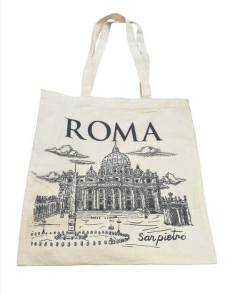 Borsa Shopper Tote Bag in Tela Resistente Souvenir Roma Italia Monumenti